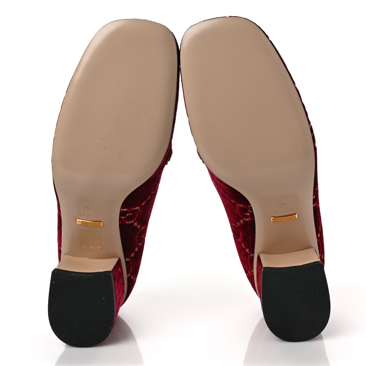 Gucci Velvet GG Monogram Sylvie Web Chain Mid Heel Loafers 40 Red Cipria 5 of 8