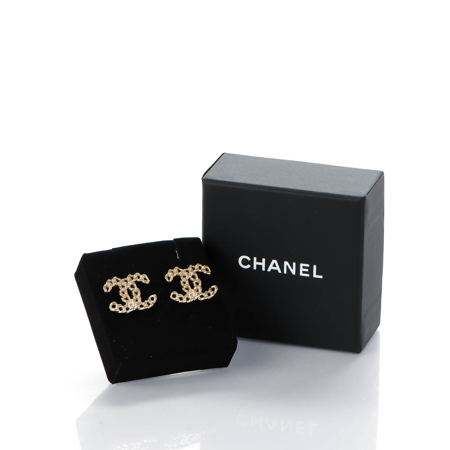 Chanel Metal Chain Link CC Earrings Gold 5 of 5