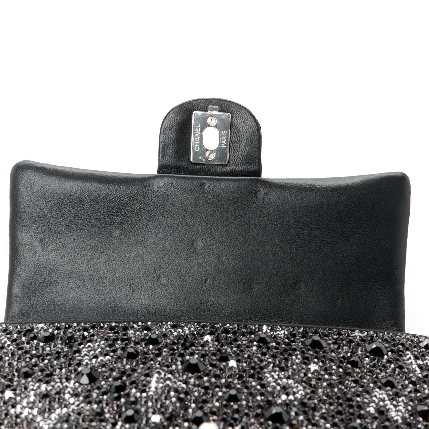 Satin Diamante Lucky Symbols Evening Flap Bag Black