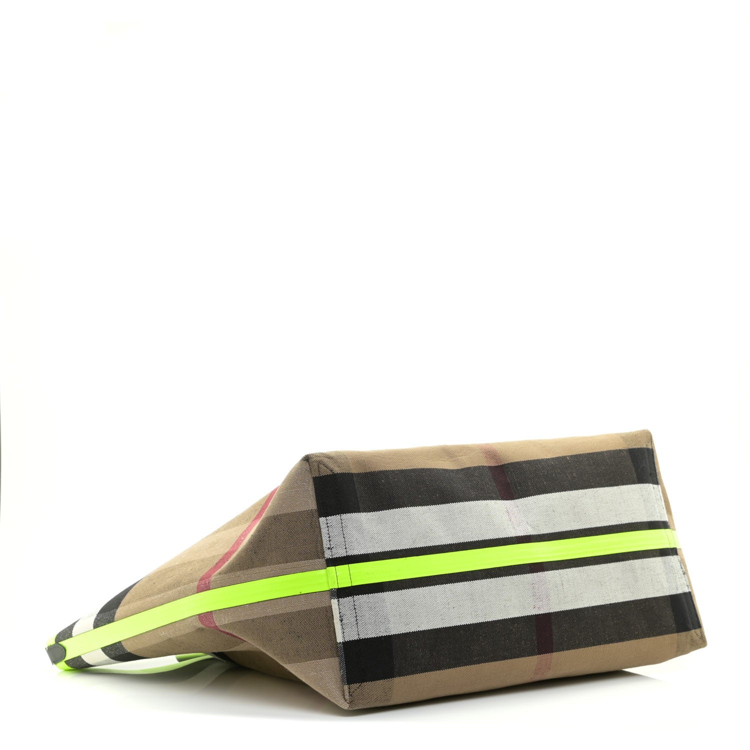 Burberry Canvas Mega Check Extra Large The Giant Reversible Tote Black Neon Yellow 4 of 10
