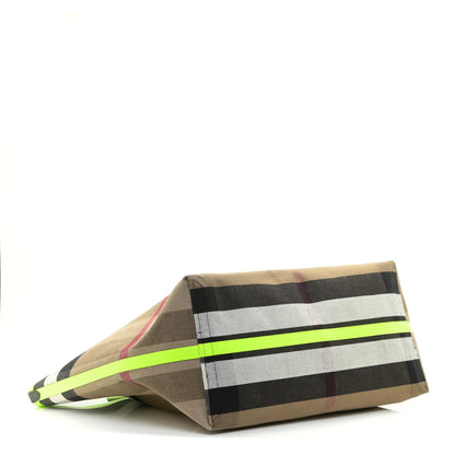 Burberry Canvas Mega Check Extra Large The Giant Reversible Tote Black Neon Yellow 4 of 10