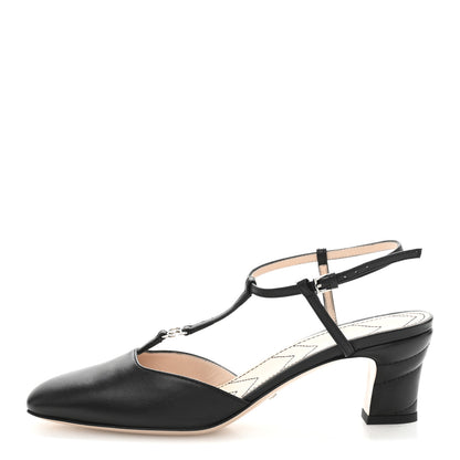 Gucci Nappa Charlotte Petite GG 55mm Slingback Pumps 36.5 Black 1 of 9