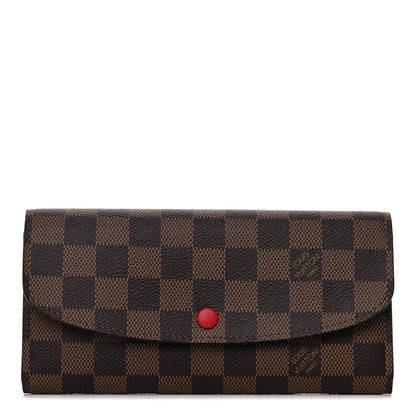 Louis Vuitton Damier Ebene Emilie Wallet Red 1 of 11
