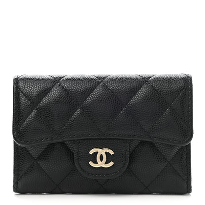 Chanel Caviar Quilted Flap Card Holder Wallet Black 1 of 8