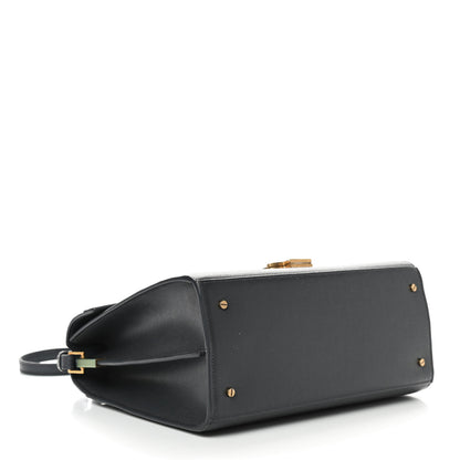 Saint Laurent Grain de Poudre Medium Classic Monogram Cassandra Top Handle Dark Smog 3 of 8