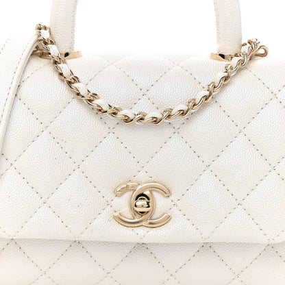 Chanel Iridescent Caviar Quilted Extra Mini Coco Handle Flap White 8 of 10
