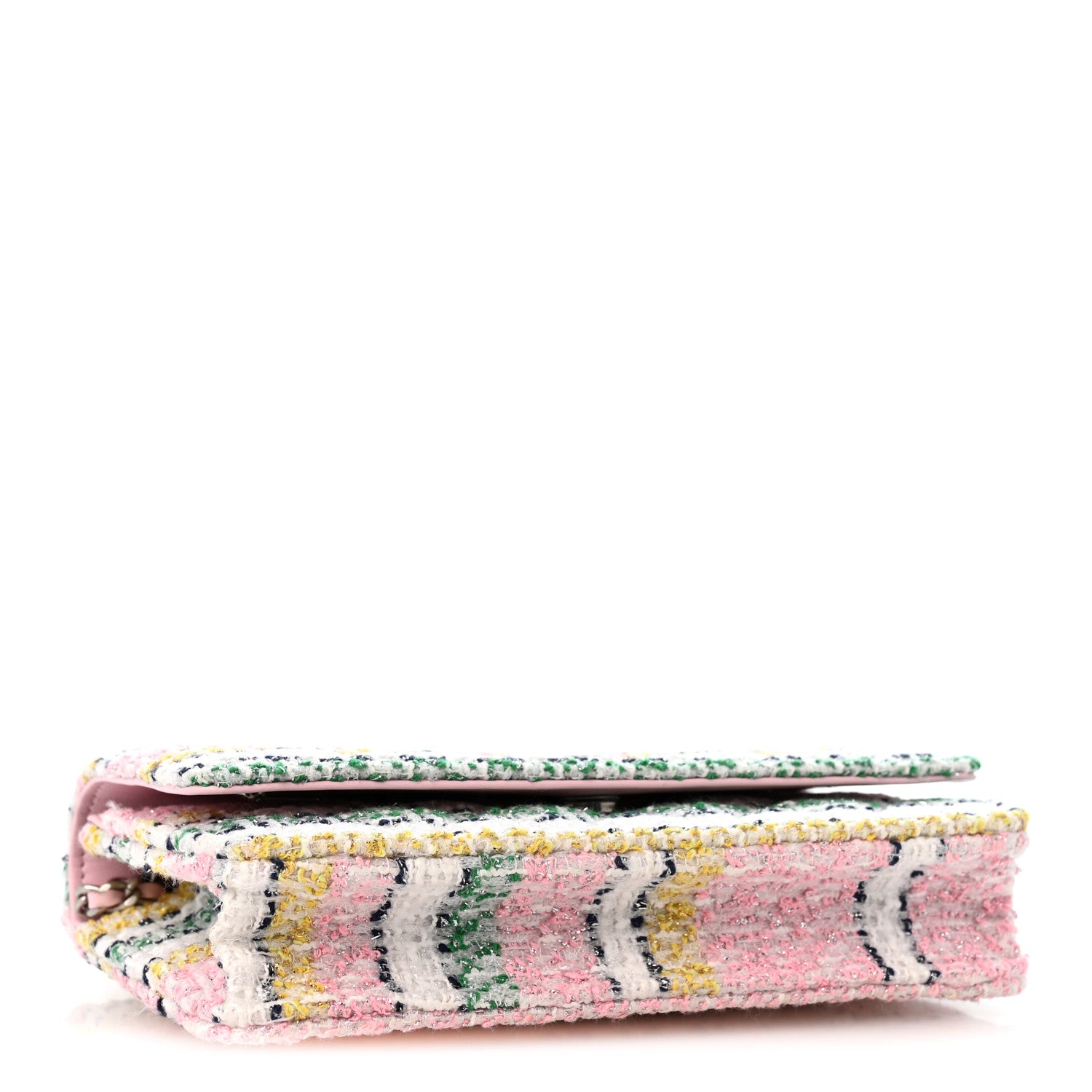 Chanel Metallic Tweed Quilted Wallet On Chain WOC White Multicolor 4 of 12