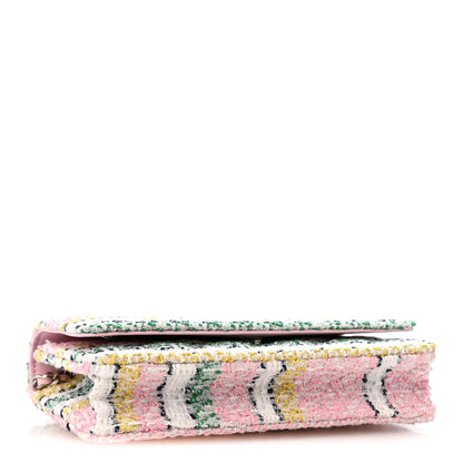 Chanel Metallic Tweed Quilted Wallet On Chain WOC White Multicolor 4 of 12