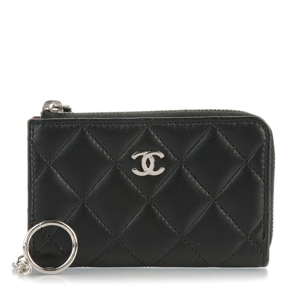 Chanel Lambskin Quilted Key Holder Case Black 1 of 7