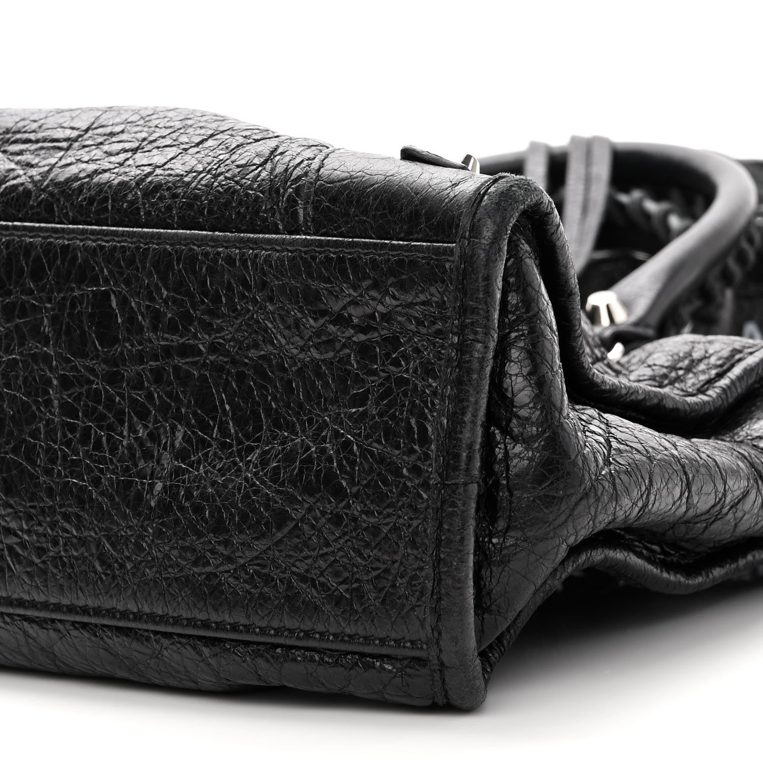 Balenciaga Agneau Classic Silver Hardware S City Logo Strap Black White 10 of 10