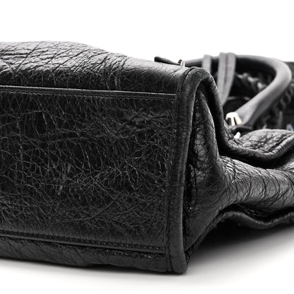 Balenciaga Agneau Classic Silver Hardware S City Logo Strap Black White 10 of 10