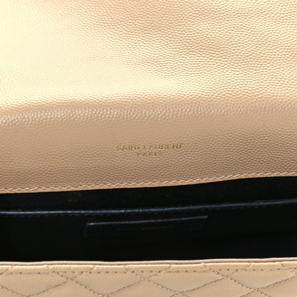 Saint Laurent Grain De Poudre Textured Mixed Matelasse Medium Triquilt Monogram Satchel Dark Beige 5 of 11