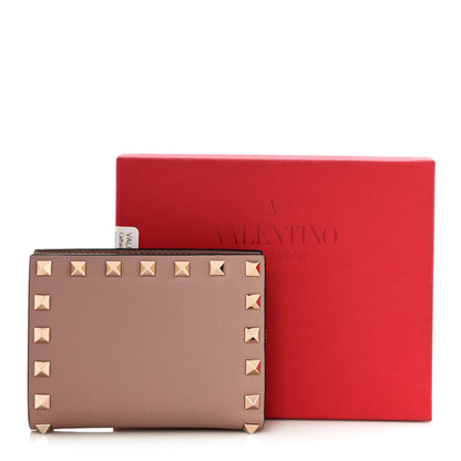 Valentino Garavani Calfskin Rockstud Compact Bi-Fold Wallet Poudre 12 of 12
