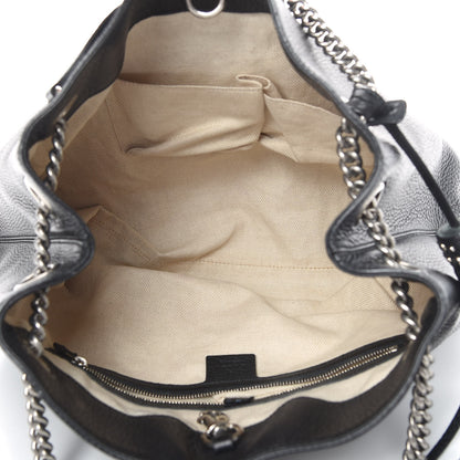 Gucci Pebbled Calfskin Studded Medium Soho Chain Shoulder Bag Black 5 of 12
