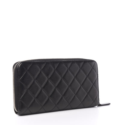 Chanel Lambskin Quilted Large Gusset Zip Around Wallet Black 2 of 7