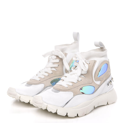 Valentino Garavani Mix Media Crystal High Top Chunky Sneakers 38.5 White 3 of 9