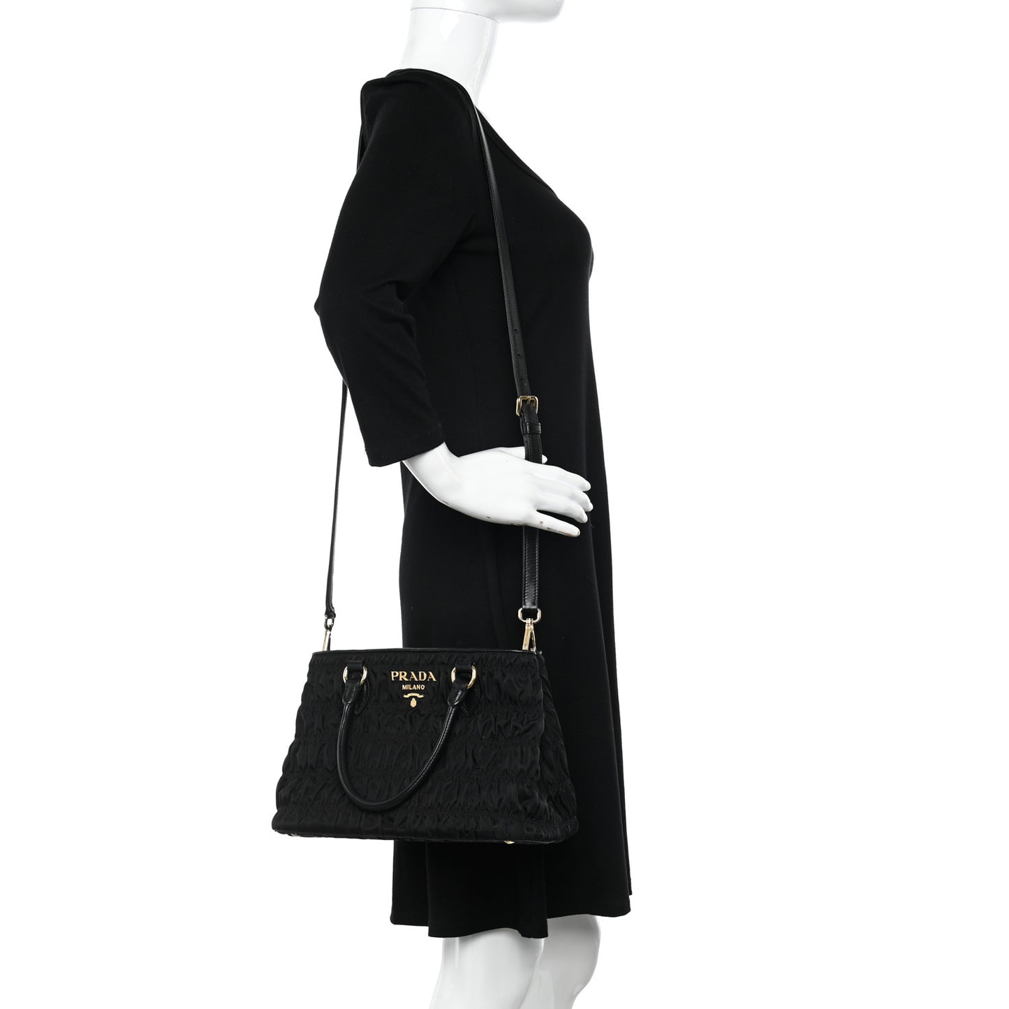 Tessuto Nylon Gaufre Small Tote Black