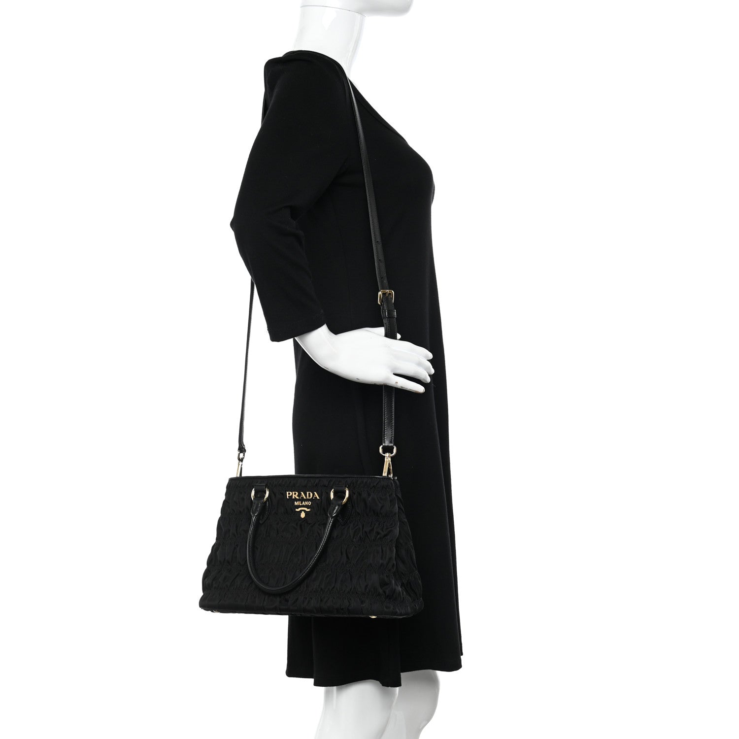 Prada Tessuto Nylon Gaufre Small Tote Black 2 of 9