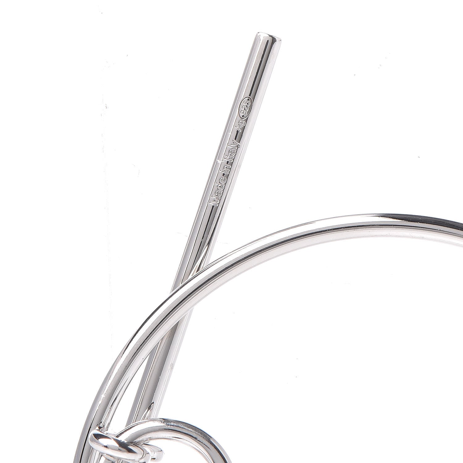 Hermes Sterling Silver MM Loop Earrings 3 of 7