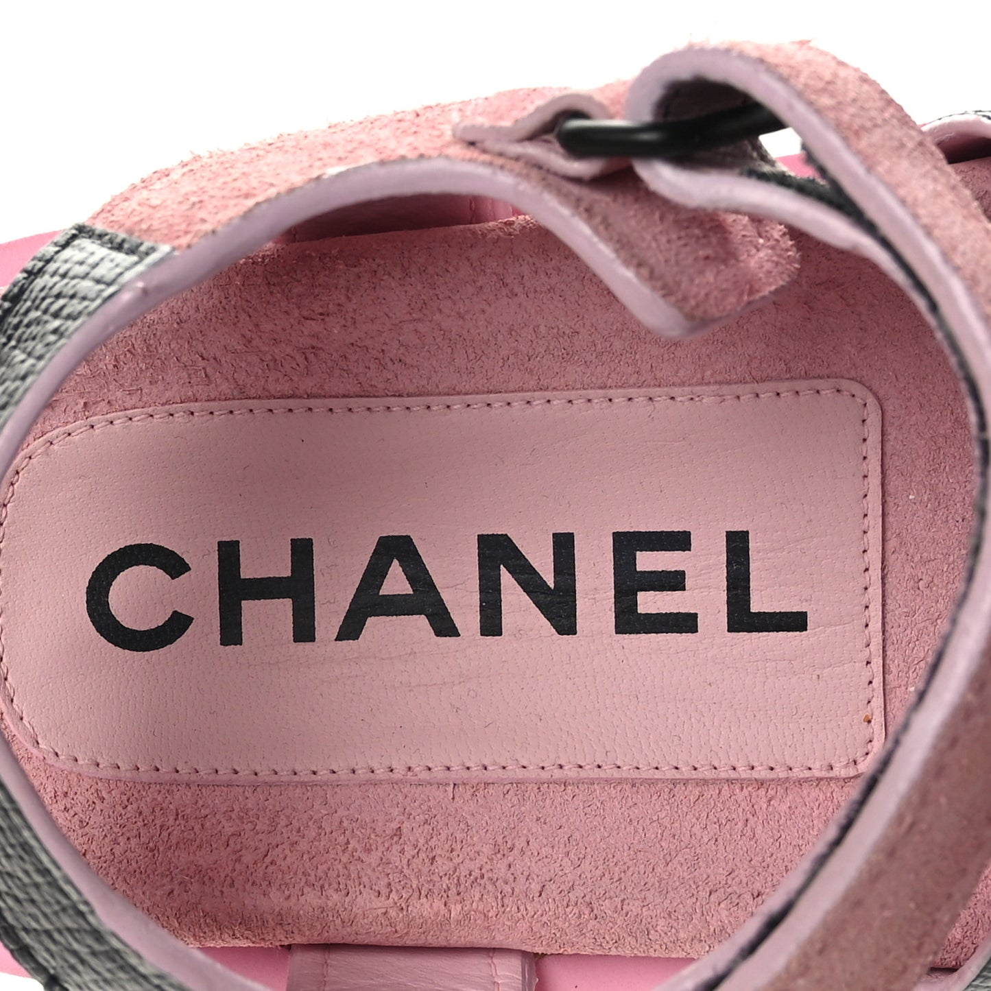 Suede Calfskin Velcro Flat Sandals 36 Light Pink