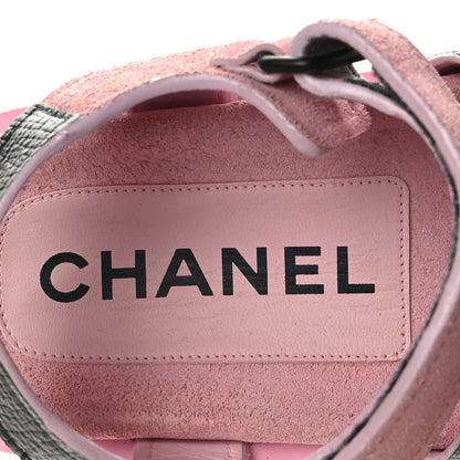 Chanel Suede Calfskin Velcro Flat Sandals 36 Light Pink 7 of 8