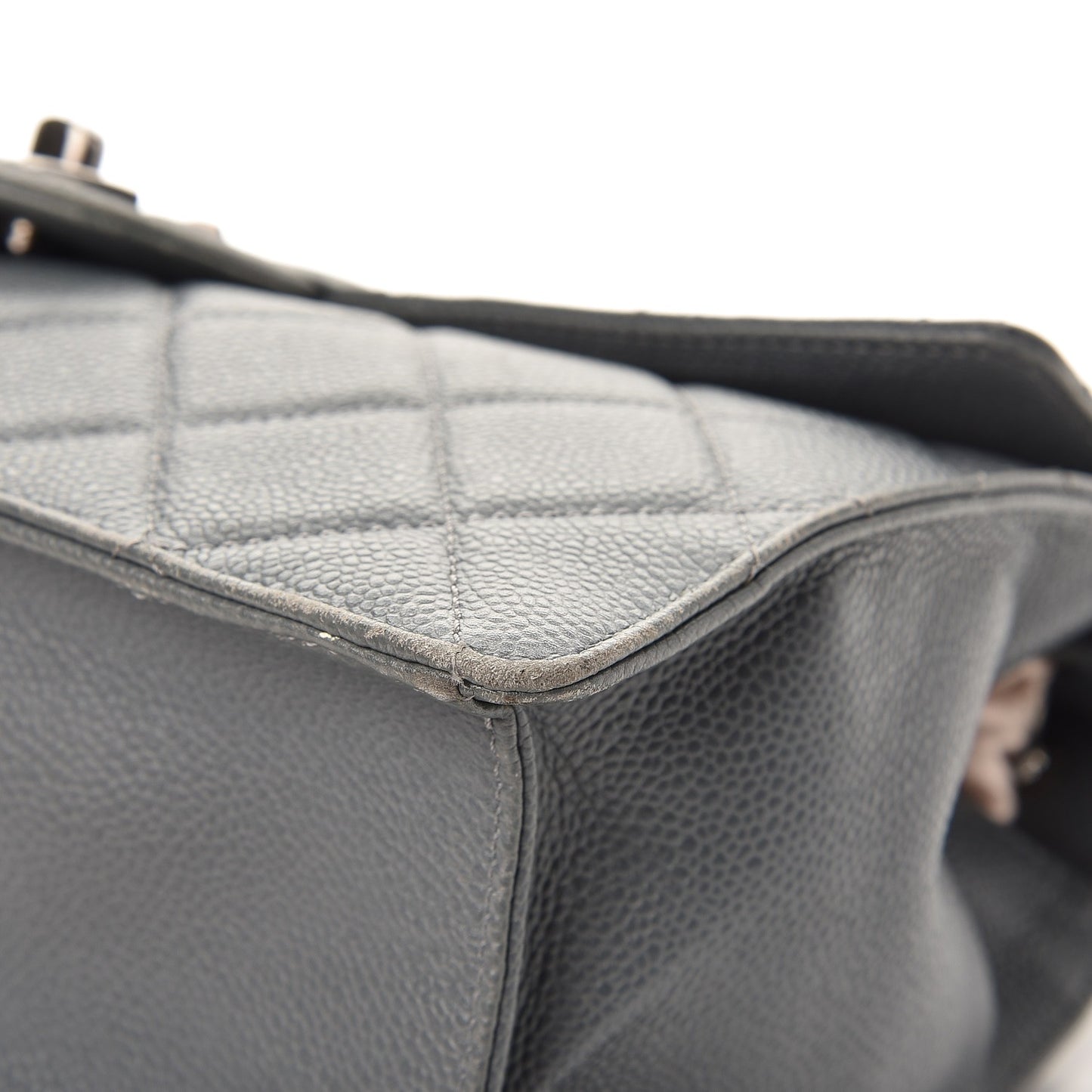 Caviar Quilted Large Retro Class Flap Grey
