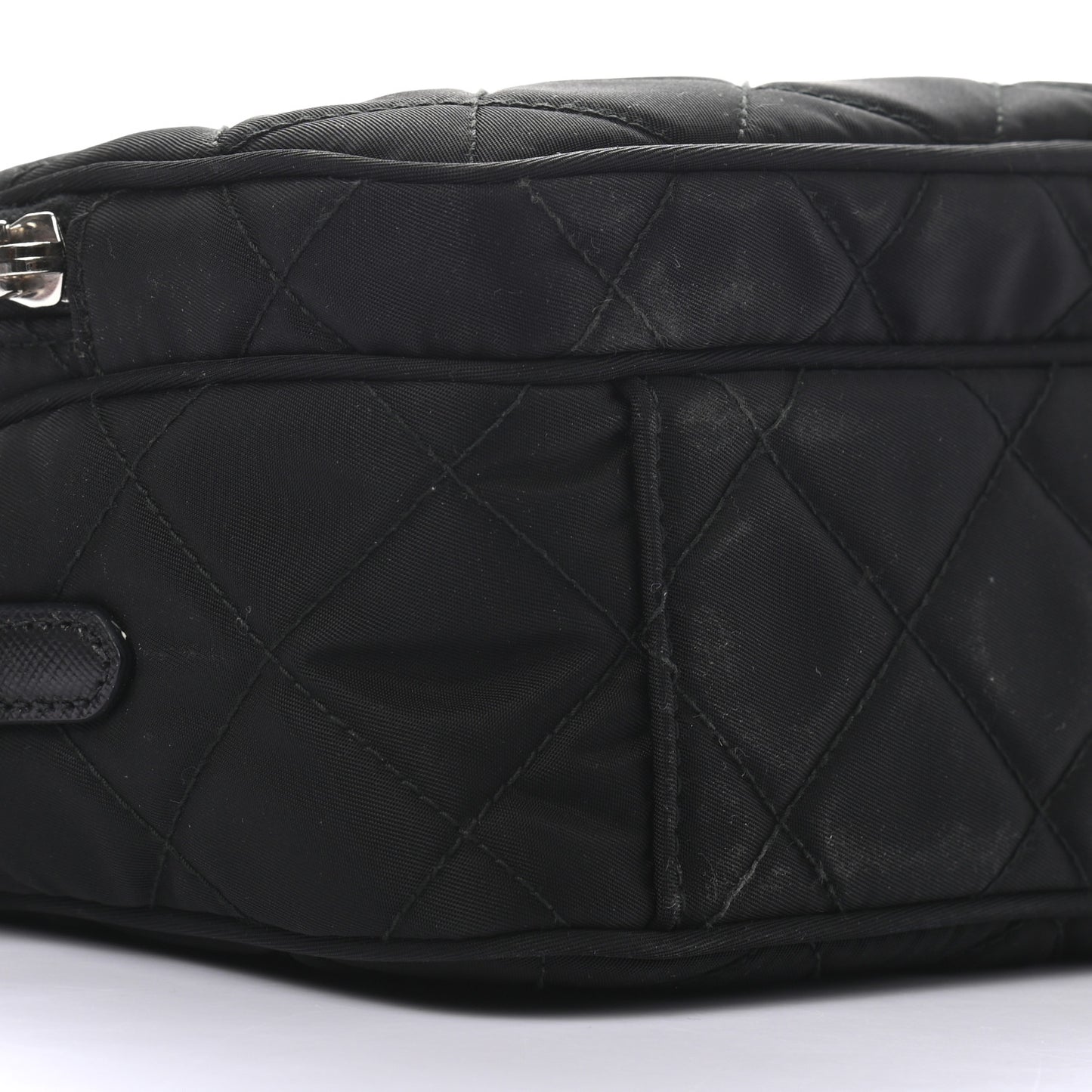Nylon Tessuto Impuntu Quilted Crossbody Bag Black