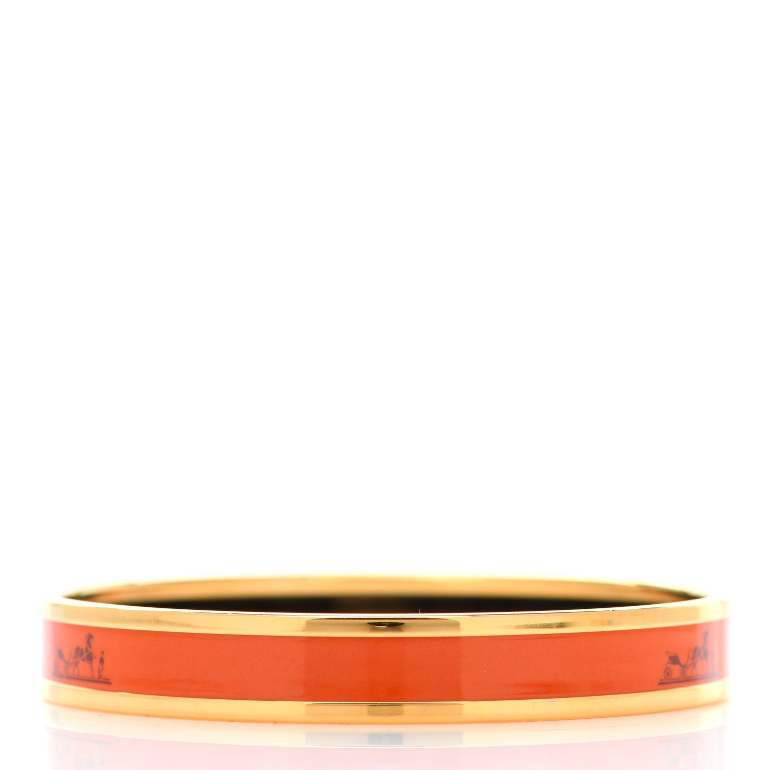Hermes Enamel Printed Narrow Sellier Bracelet Orange 3 of 5