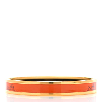 Hermes Enamel Printed Narrow Sellier Bracelet Orange 3 of 5