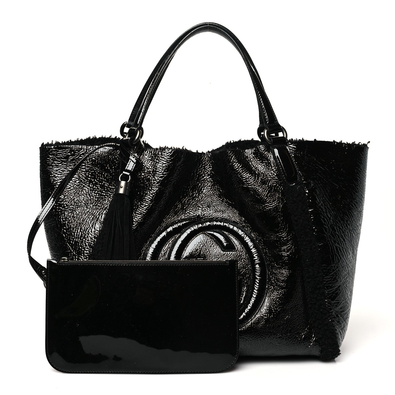 Gucci Patent Shearling Medium Soho Shoulder Bag Black 3 of 13
