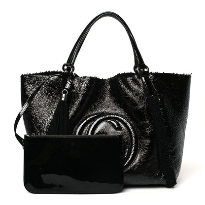 Gucci Patent Shearling Medium Soho Shoulder Bag Black 3 of 13