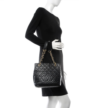 Chanel Caviar Quilted Petit Shopping Tote PST Black 2 of 8