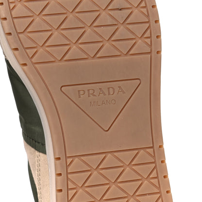 Prada Nylon Suede Metal Triangle Logo Mens Downtown Low Top Sneakers 39 Khaki Beige 7 of 10