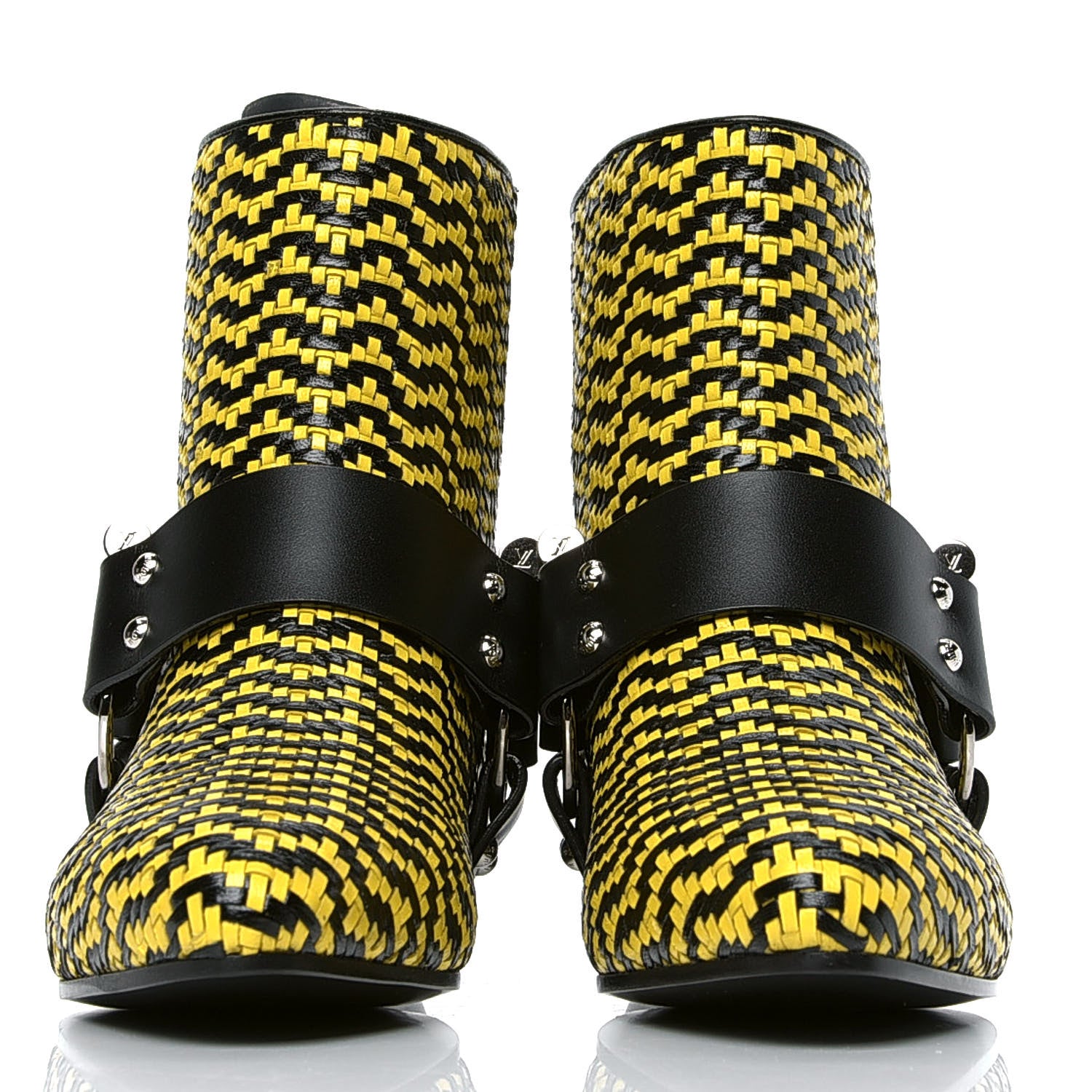 Louis Vuitton Calfskin Woven Rhapsody Ankle Boots 39 Yellow Black 2 of 6
