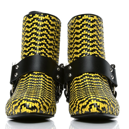 Louis Vuitton Calfskin Woven Rhapsody Ankle Boots 39 Yellow Black 2 of 6