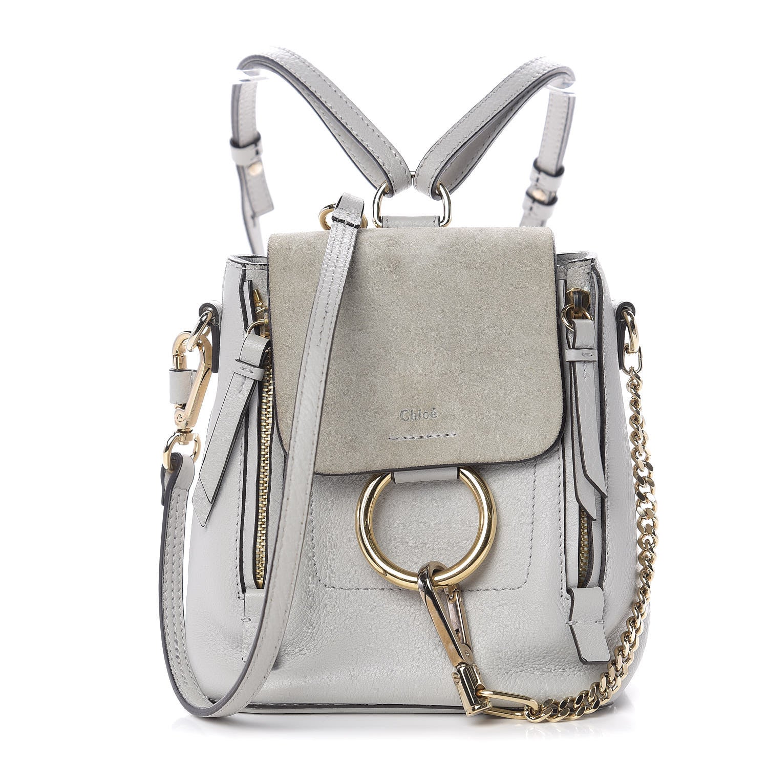 Chloe Suede Calfskin Mini Faye Backpack Airy Grey 1 of 9