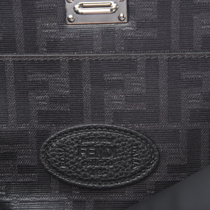 Fendi Cuoio Romano Selleria Vitello Grace Glazed Fabric FF 1974 Large Peekaboo Iconic Essential Satchel Black 7 of 11