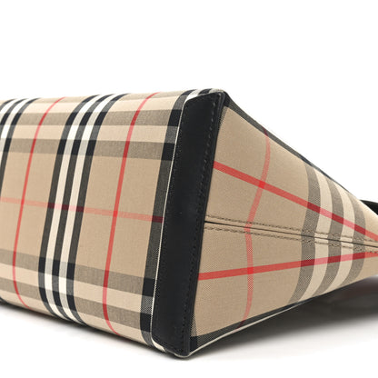 Burberry Calfskin Vintage Check Small Society Top Handle Bag Archive Beige Black 9 of 9