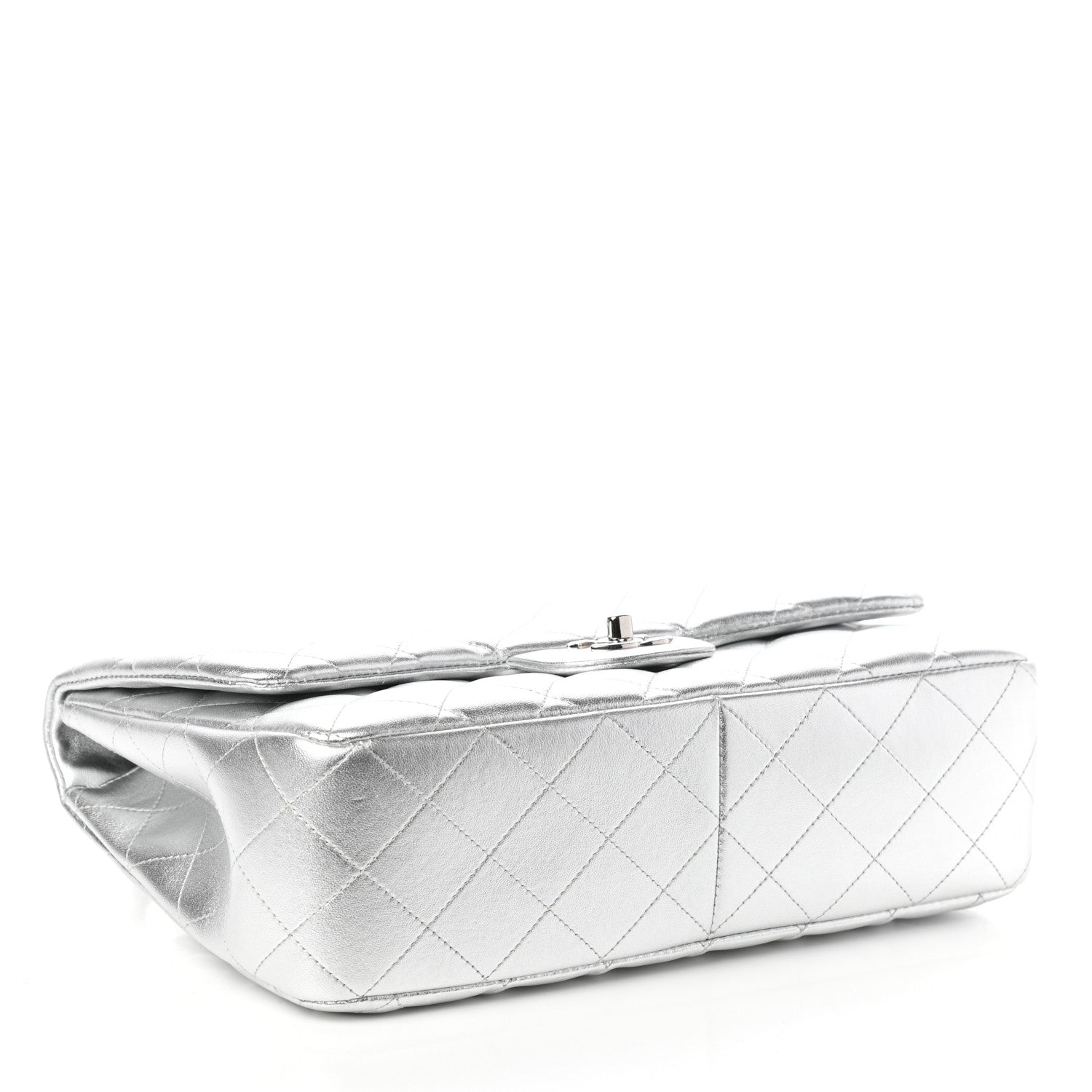 Chanel Metallic Lambskin Quilted Jumbo Single Flap Silver 4 of 10
