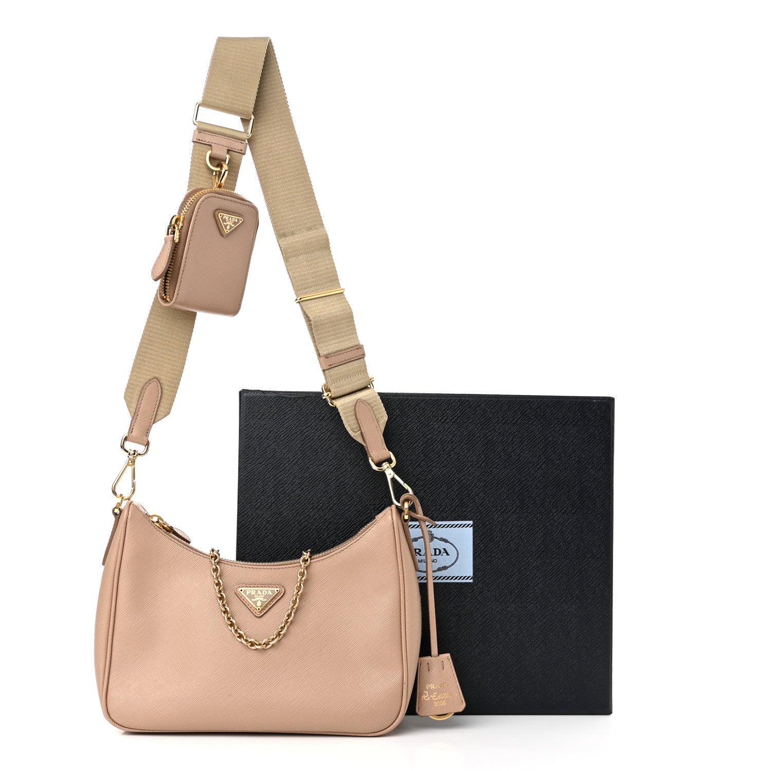 Prada Saffiano Re-Edition 2005 Shoulder Bag Cammeo Beige 12 of 12