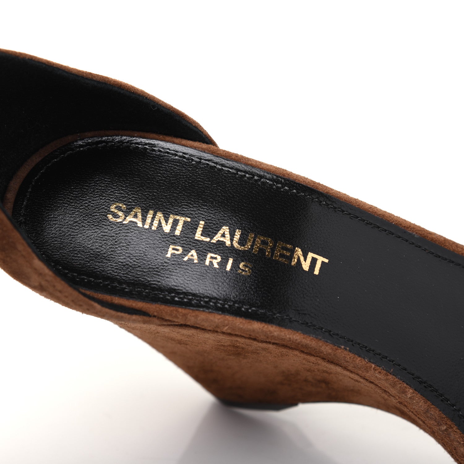 Saint Laurent Suede Lila Wedge Sandals 37.5 Brown 7 of 12