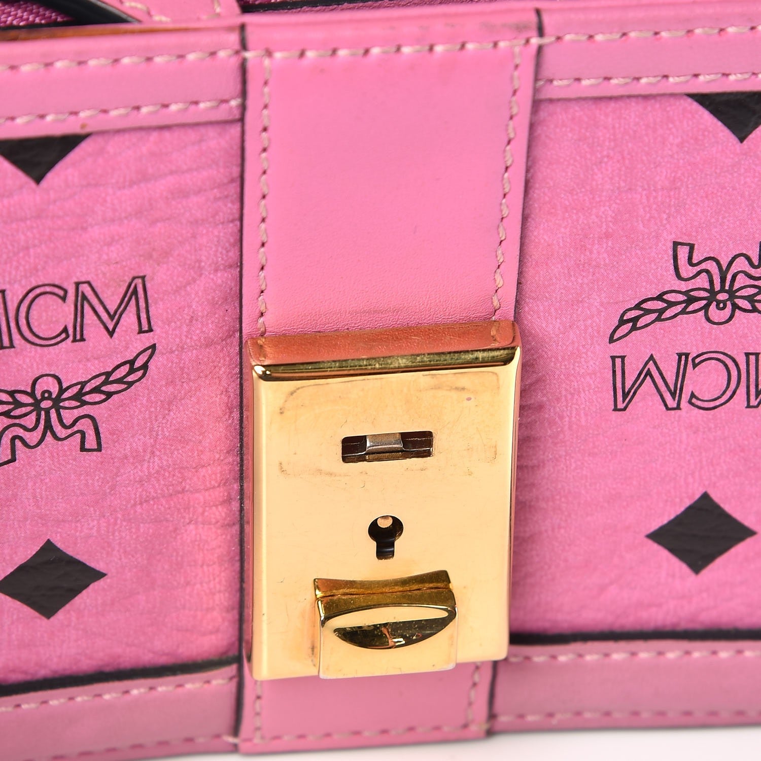 MCM Visetos Mini Tracey Satchel Pink 9 of 9