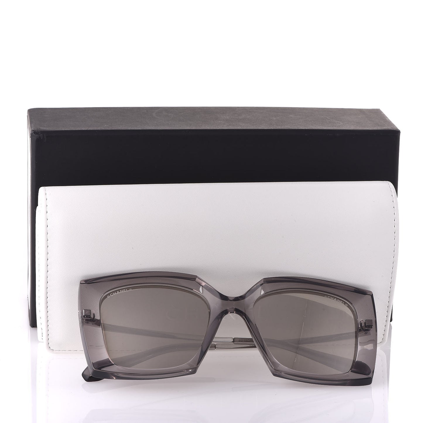 18K White Gold Mirror Square Sunglasses 6051 Gray