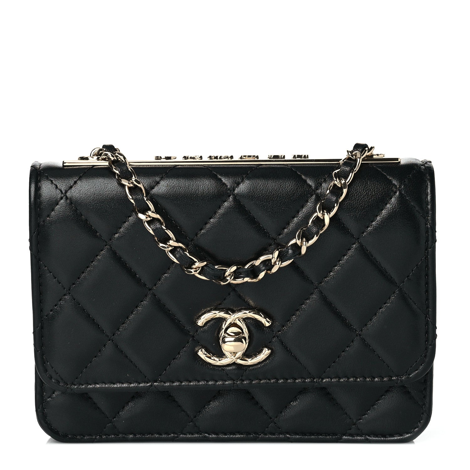 Chanel Lambskin Quilted Mini Trendy CC Wallet On Chain WOC Black 1 of 12