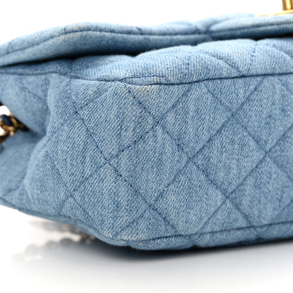 Chanel Denim Quilted Mini Pearl Crush Rectangular Flap Blue 9 of 11