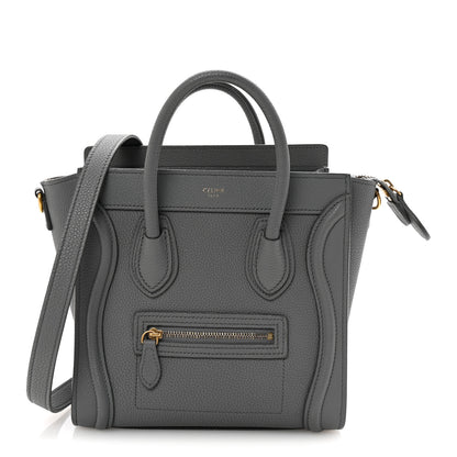 Celine Drummed Calfskin Nano Luggage Kohl 1 of 11