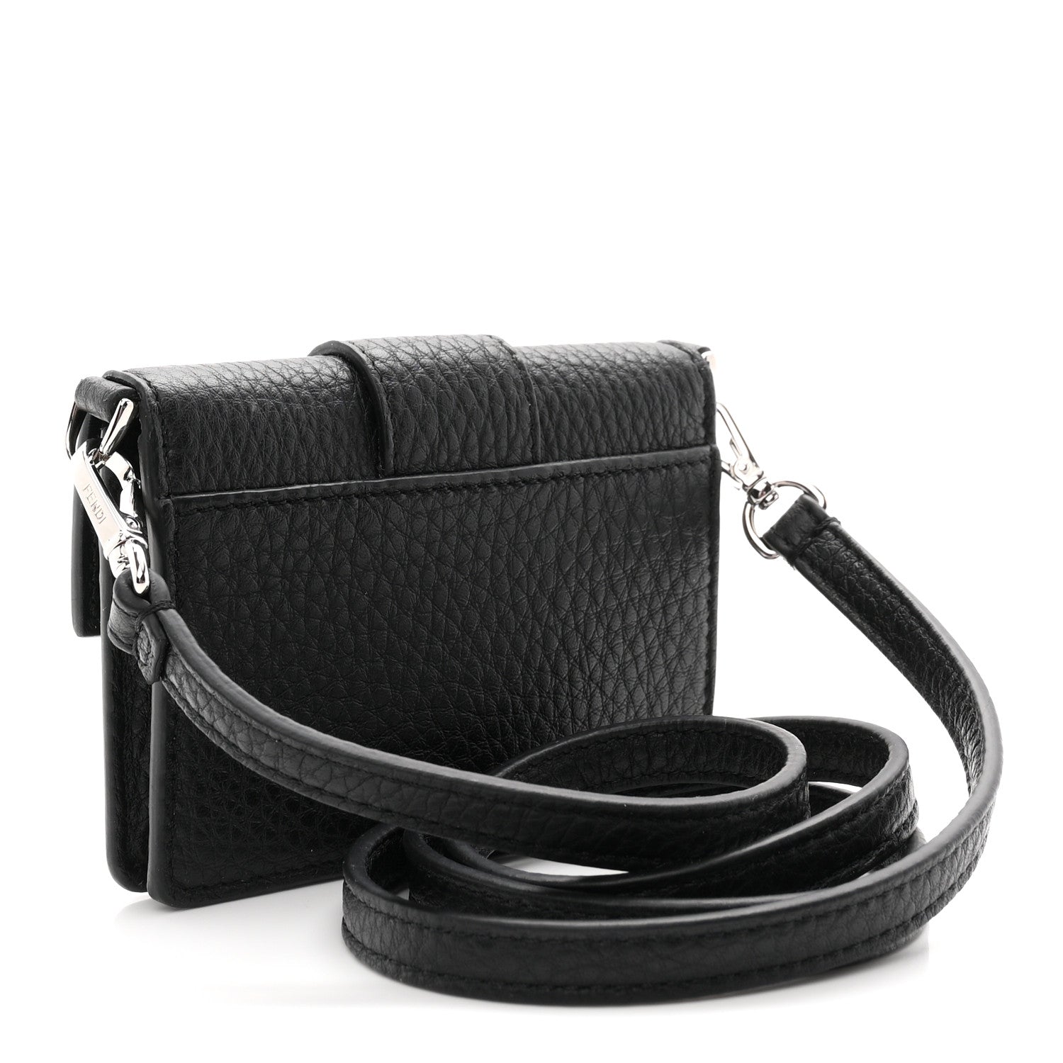 Fendi Cuoio Romano Micro Flat Baguette Black 2 of 9