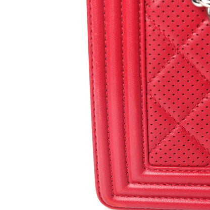 Chanel Perforated Lambskin Quilted New Medium Boy Flap Dark Pink 15 of 16