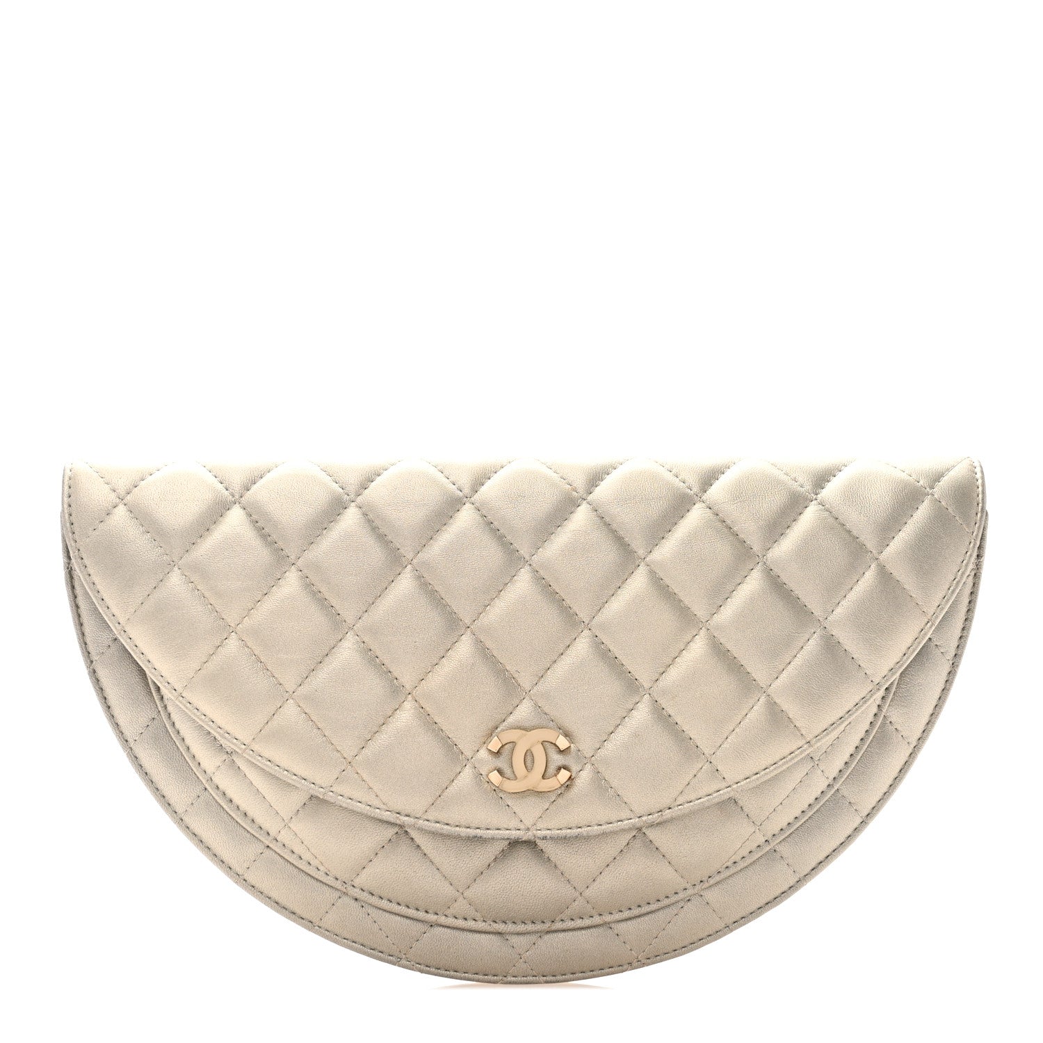 Chanel Metallic Lambskin Quilted Half Moon Clutch Gold 1 of 7