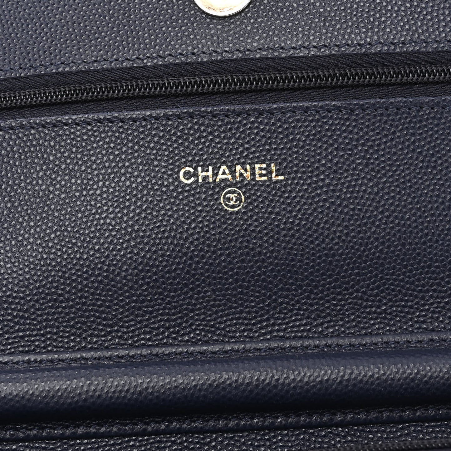 Caviar Quilted Wallet On Chain WOC Navy Blue